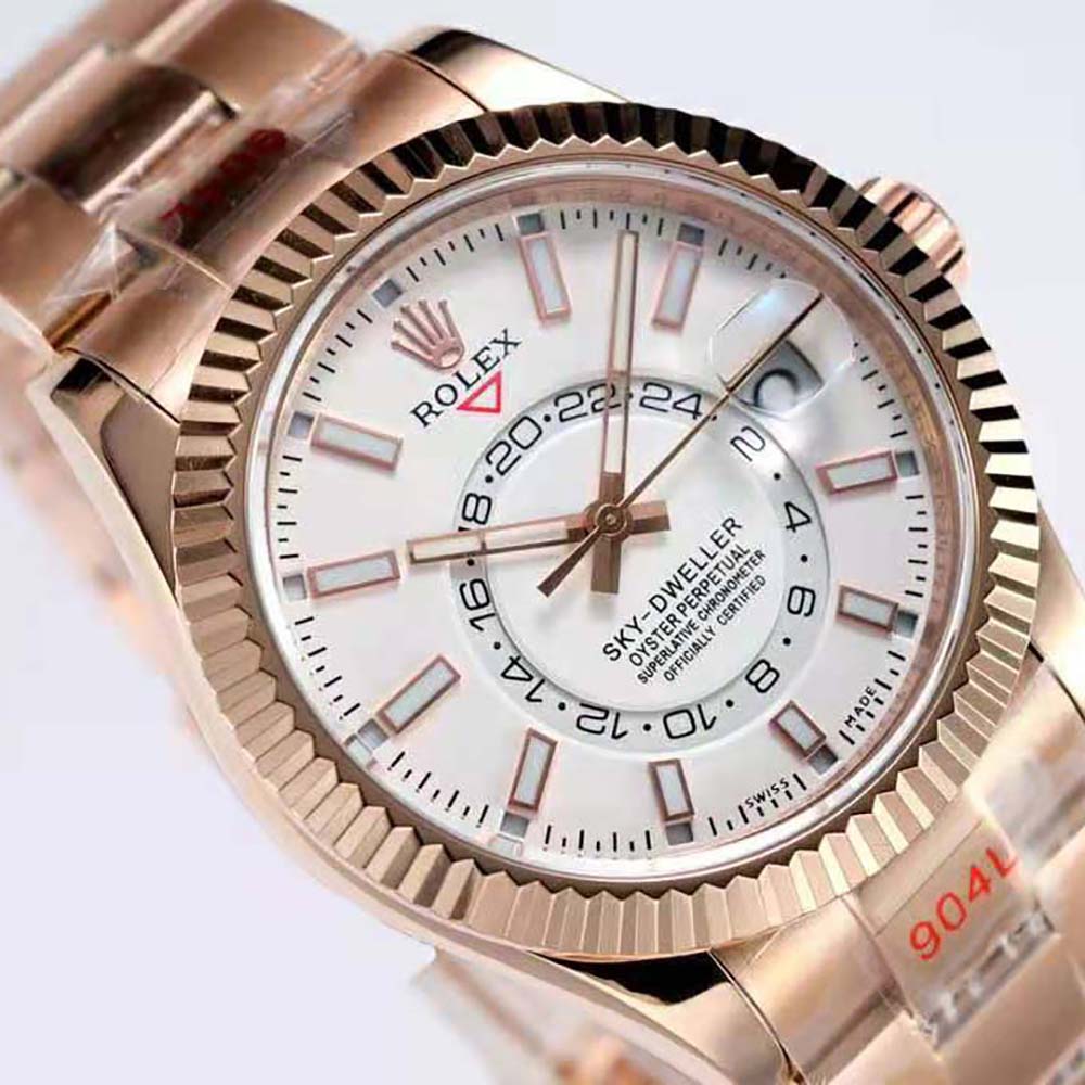 Rolex Men More Sky-Dweller Technical Details Oyster 42 mm in Everose Gold-White (3)