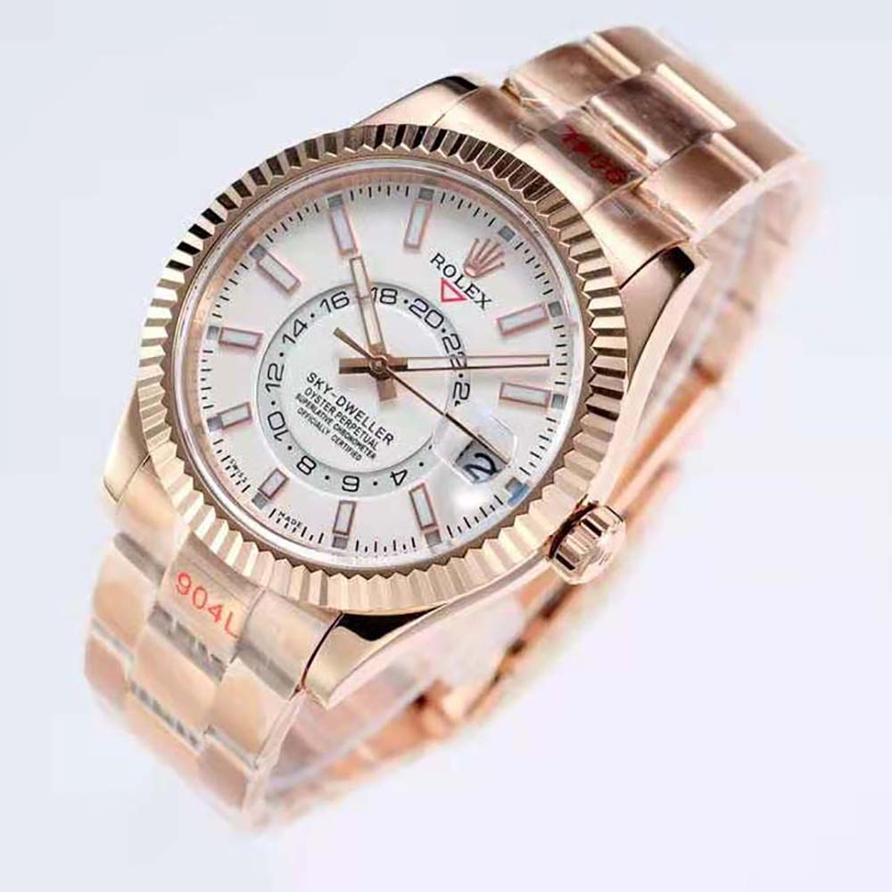 Rolex Men More Sky-Dweller Technical Details Oyster 42 mm in Everose Gold-White (7)