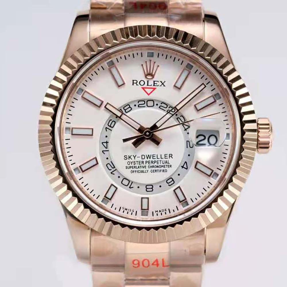 Rolex Men More Sky-Dweller Technical Details Oyster 42 mm in Everose Gold-White (8)