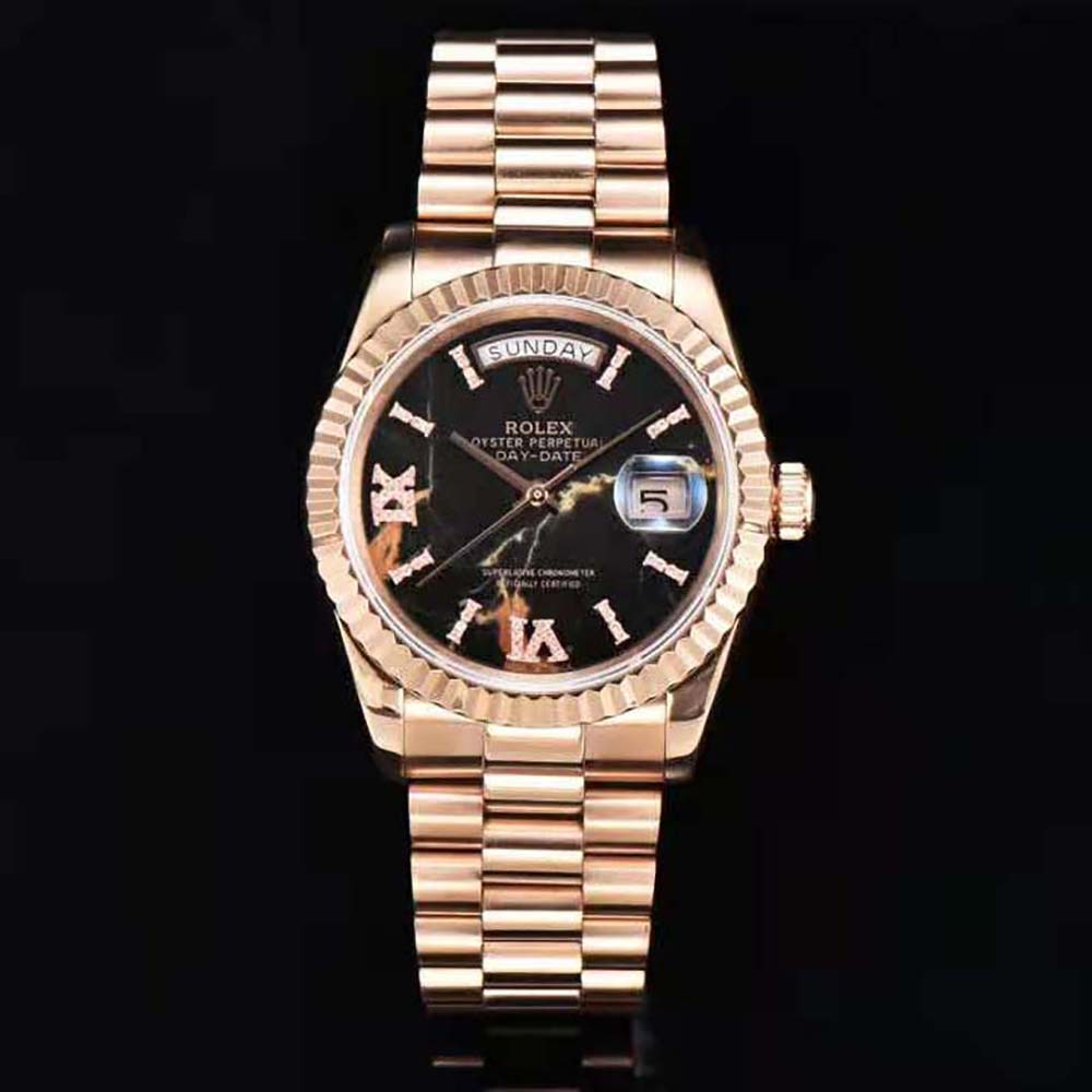 Rolex Women More Day-Date Technical Details Oyster 36 mm in Everose Gold-Black (2)
