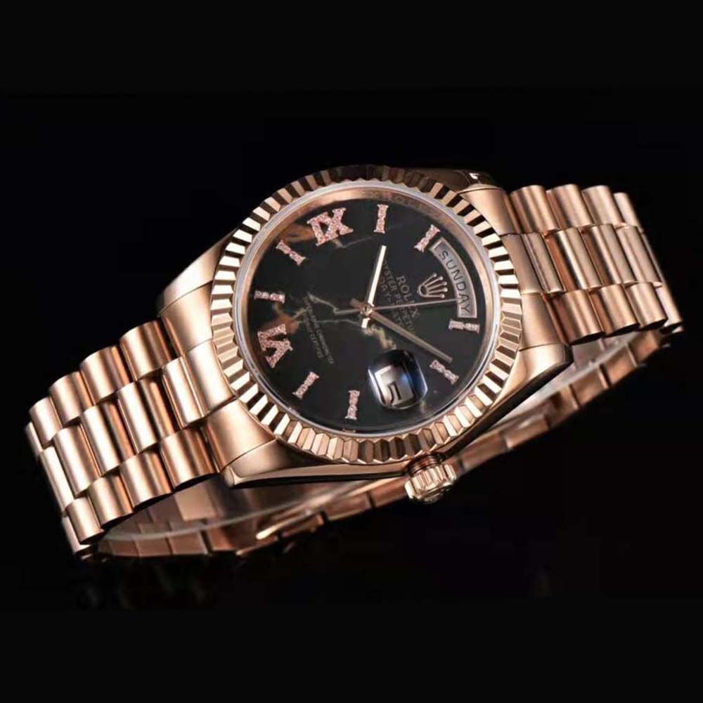 Rolex Women More Day-Date Technical Details Oyster 36 mm in Everose Gold-Black (4)