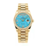 Rolex Women More Day-Date Technical Details Oyster 36 mm in Yellow Gold-Blue