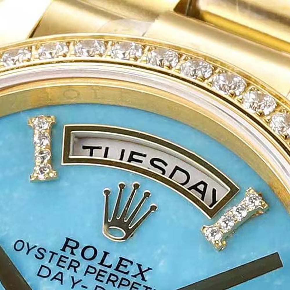 Rolex Women More Day-Date Technical Details Oyster 36 mm in Yellow Gold-Blue (8)
