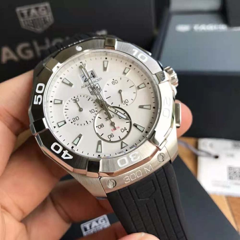 TAG Heuer Men Tag Heuer Aquaracer Quartz Chronograph 43 mm in Steel-White (3)