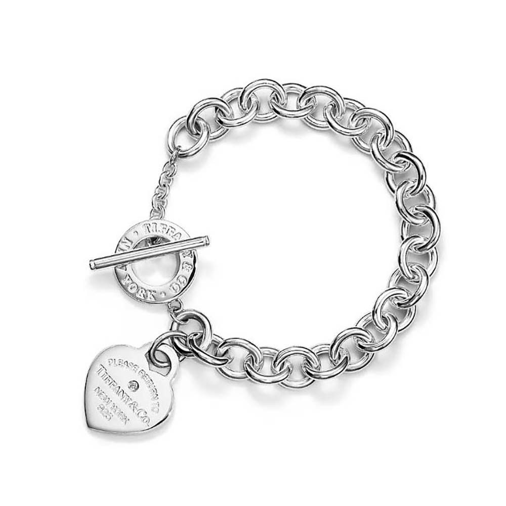Tiffany Heart Tag Bracelet in Silver with a Diamond Medium (1)