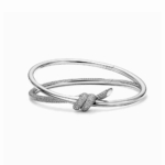 Tiffany Knot Double Row Hinged Bangle in White Gold with Diamonds