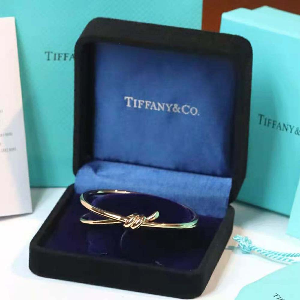 Tiffany Knot Double Row Hinged Bangle in Yellow Gold (4)