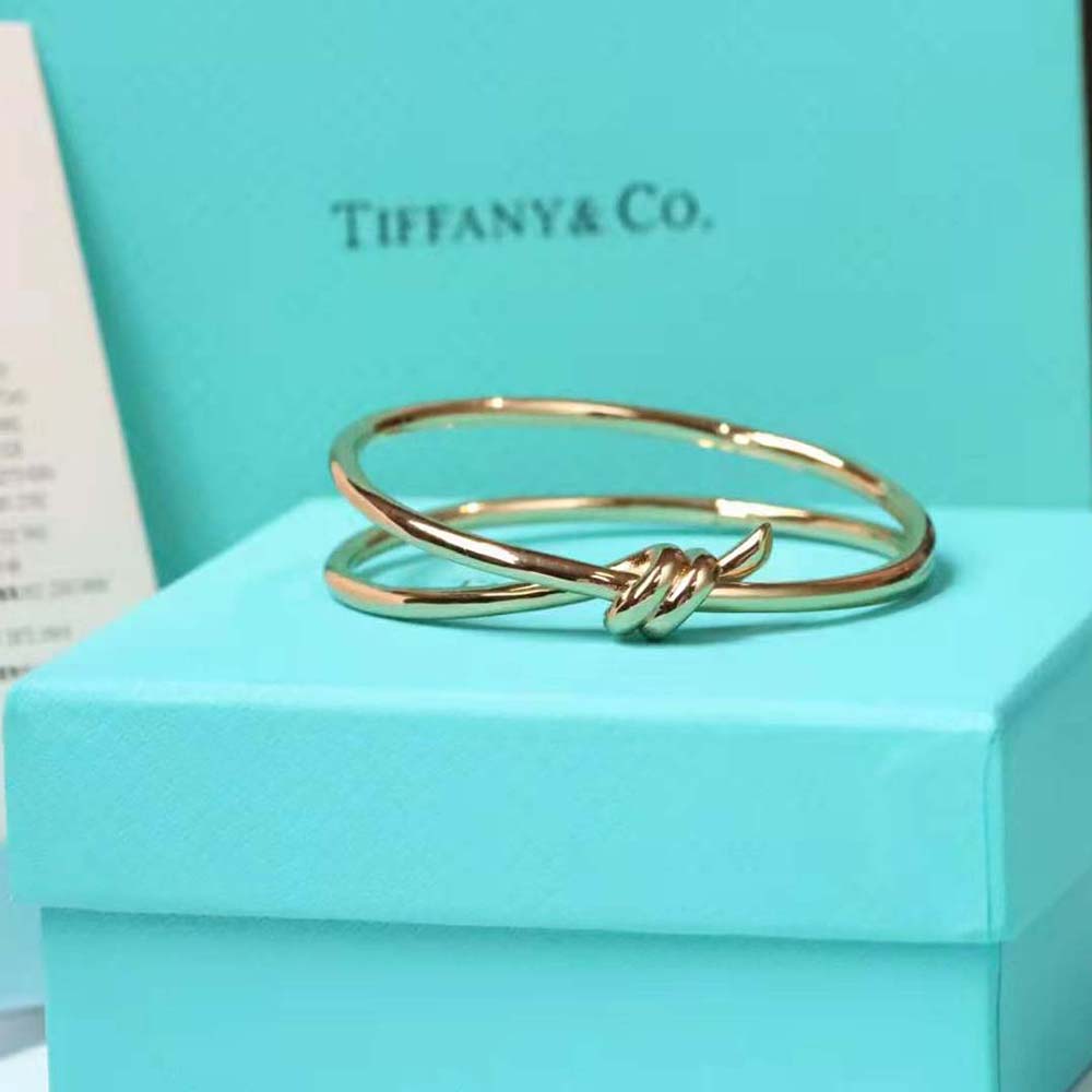 Tiffany Knot Double Row Hinged Bangle in Yellow Gold (6)