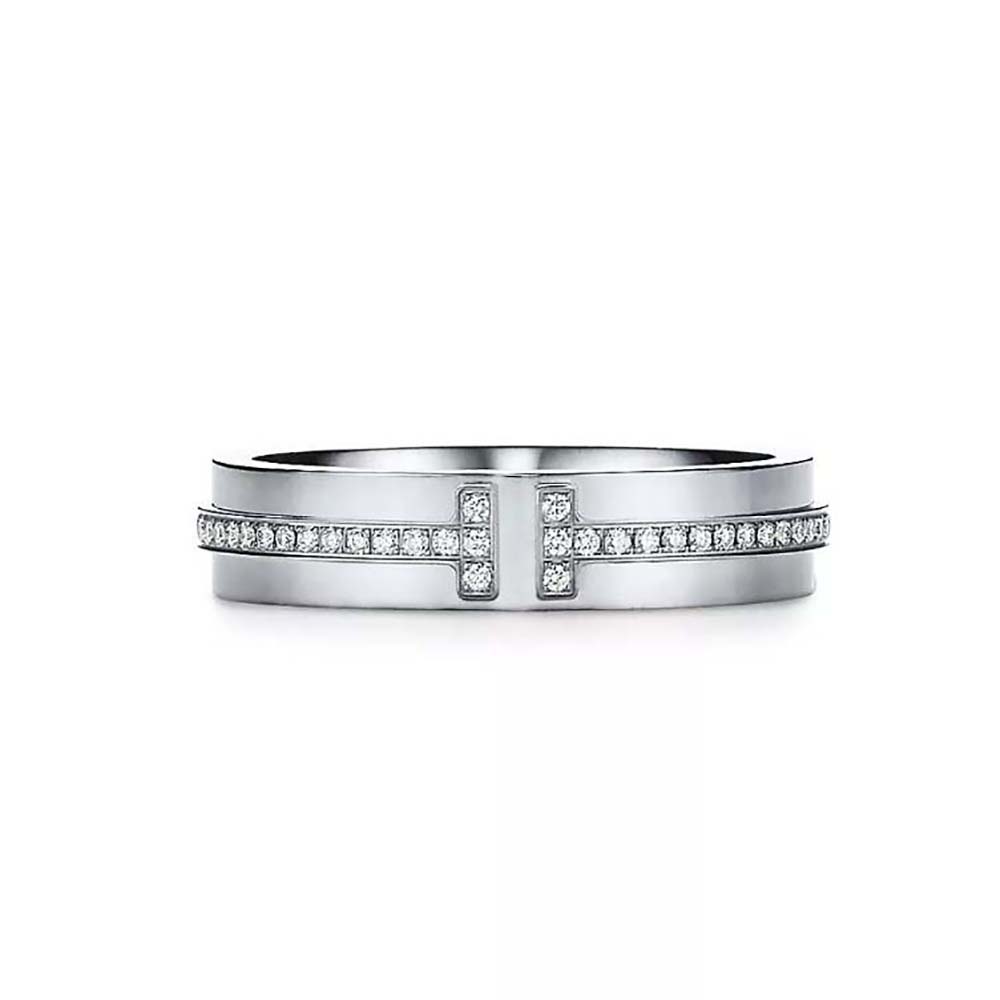 Tiffany T Narrow Diamond Ring in 18k White Gold