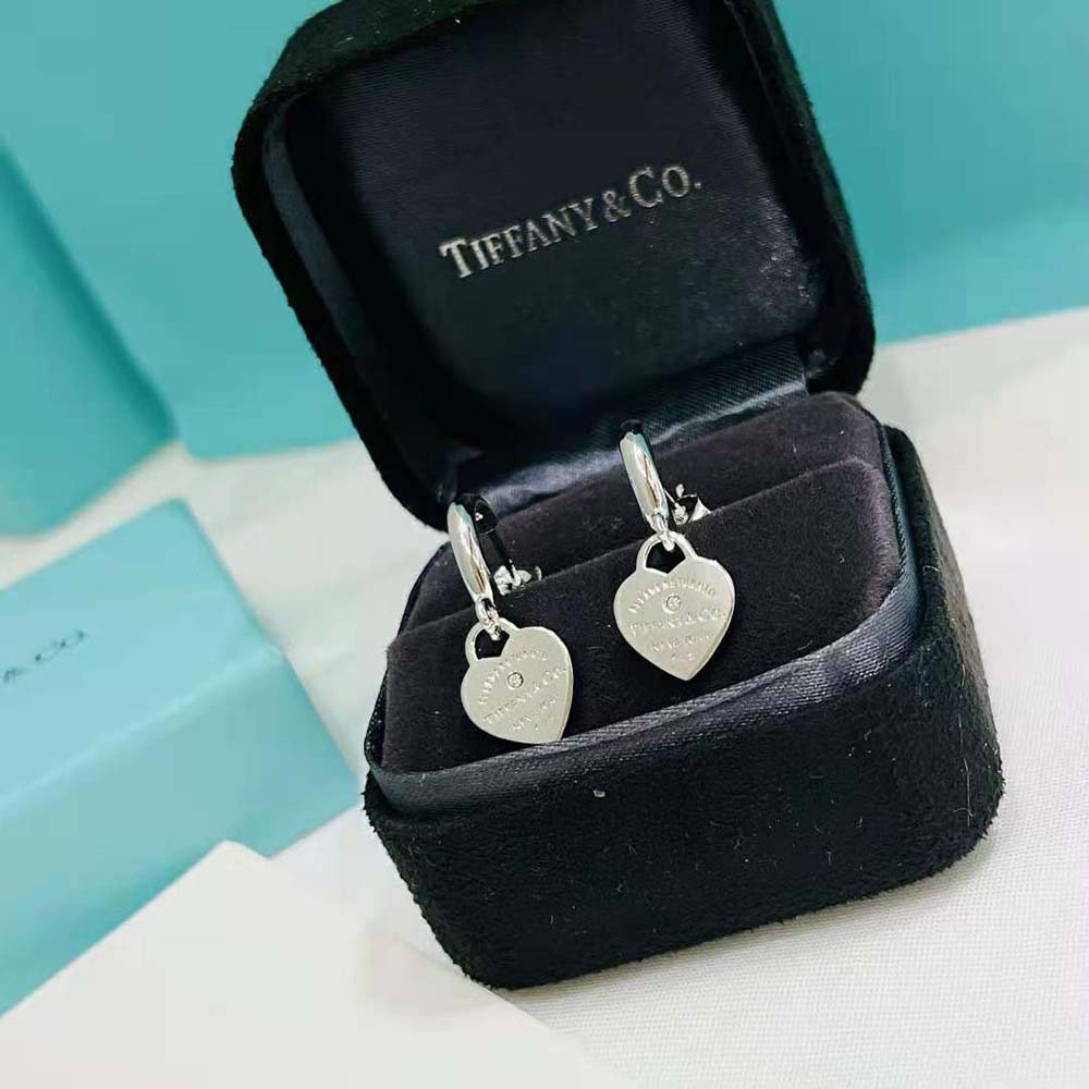 Tiffany Women Hoop Earrings in Sterling Silver with Diamonds Mini (2)