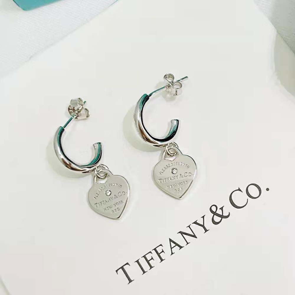 Tiffany Women Hoop Earrings in Sterling Silver with Diamonds Mini (3)