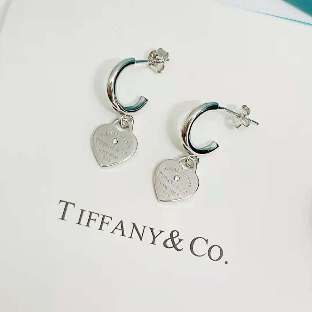 Tiffany Women Hoop Earrings in Sterling Silver with Diamonds Mini (5)