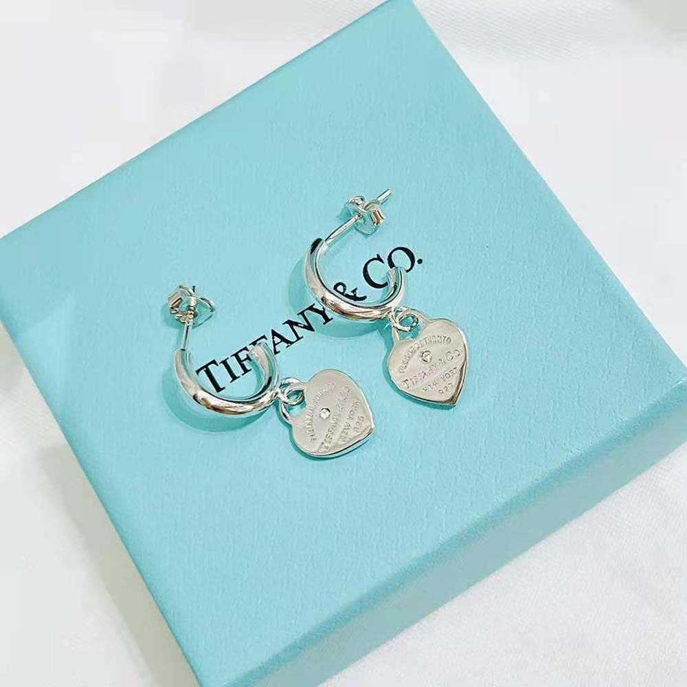 Tiffany Women Hoop Earrings in Sterling Silver with Diamonds Mini (6)