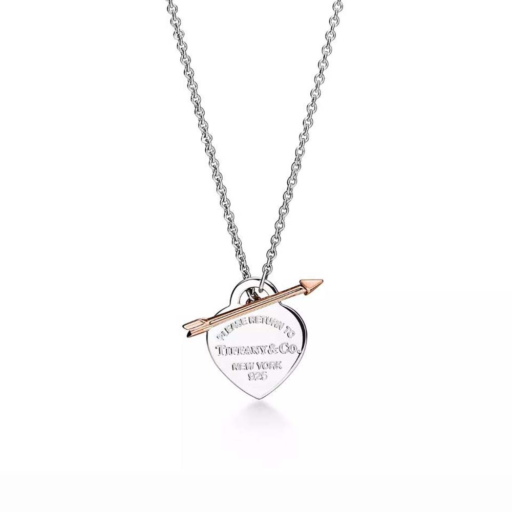 Tiffany Women Lovestruck Heart Tag Pendant in Silver and Rose Gold Medium
