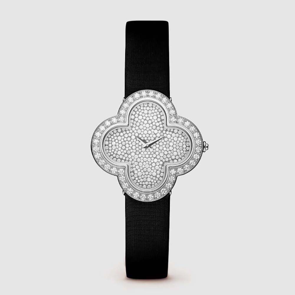 Van Cleef & Arpels Lady Alhambra Watch Medium Model Quartz movement 30 mm in 18K White Gold (1)