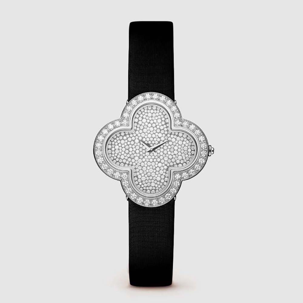 Van Cleef & Arpels Lady Alhambra Watch Medium Model Quartz movement 30 mm in 18K White Gold