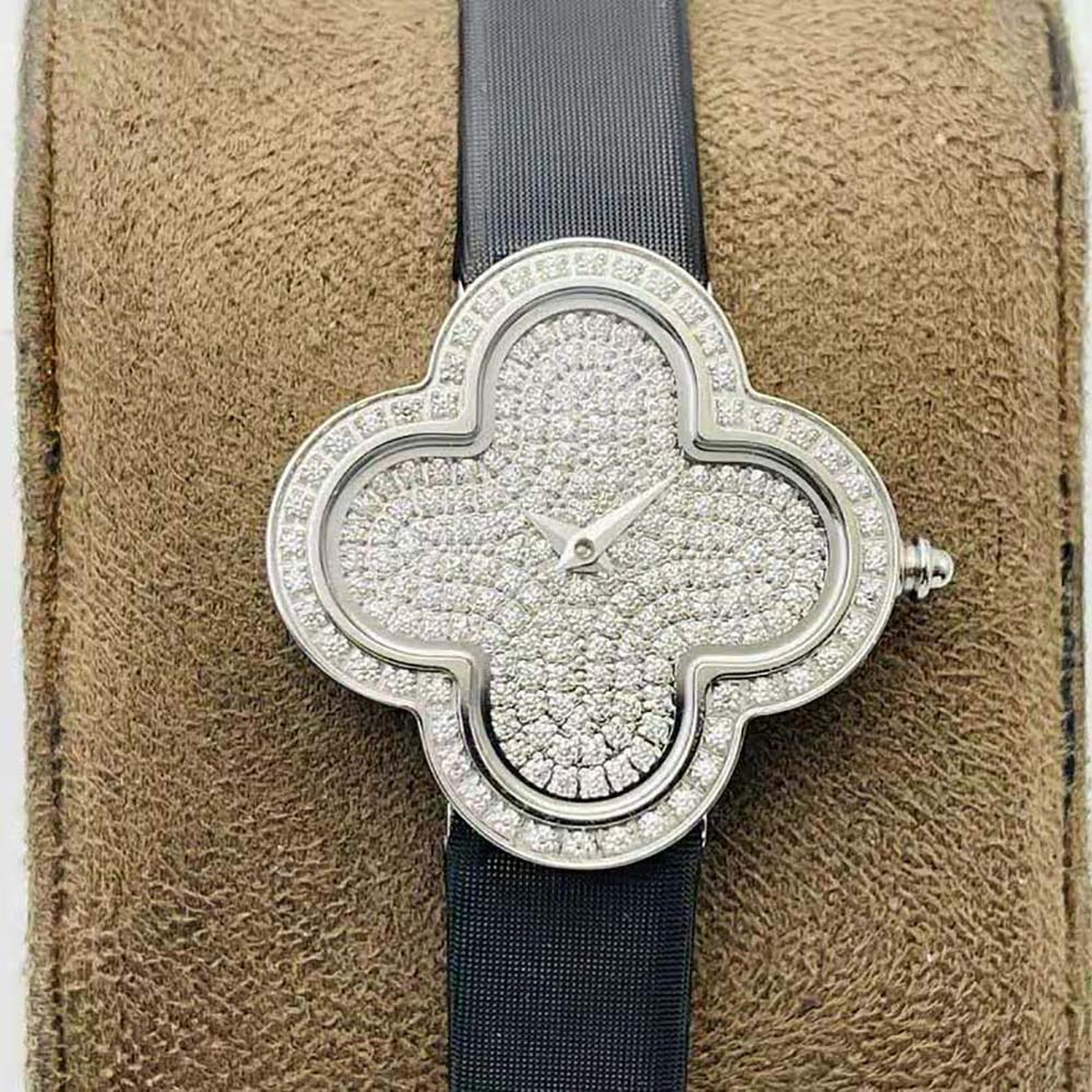 Van Cleef & Arpels Lady Alhambra Watch Medium Model Quartz movement 30 mm in 18K White Gold (4)