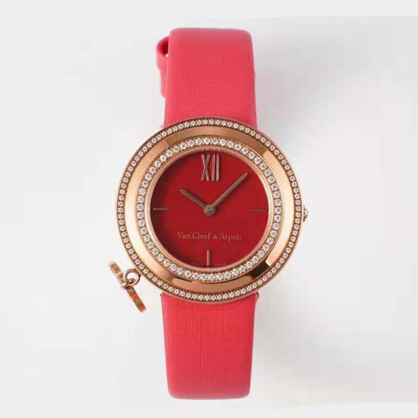 Van Cleef & Arpels Lady Charms Watch Quartz Movement 25 mm in Rose Gold-Red (1)