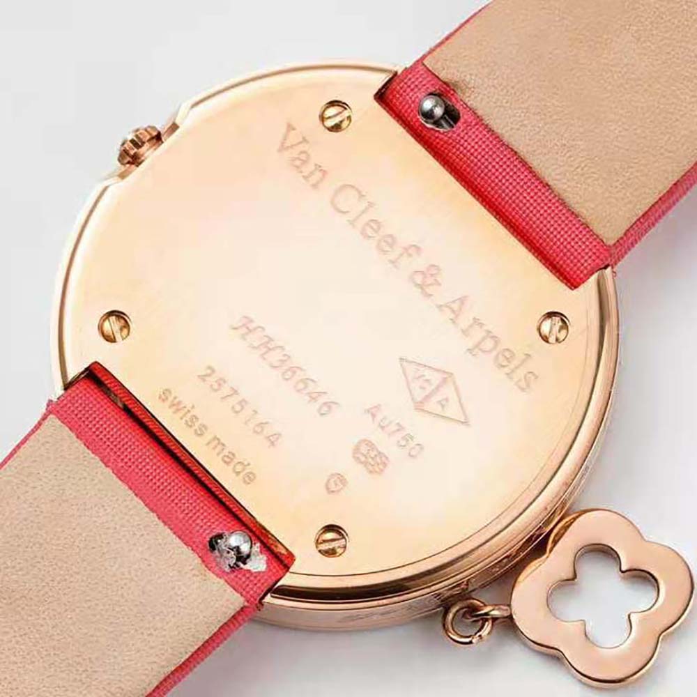 Van Cleef & Arpels Lady Charms Watch Quartz Movement 25 mm in Rose Gold-Red (5)