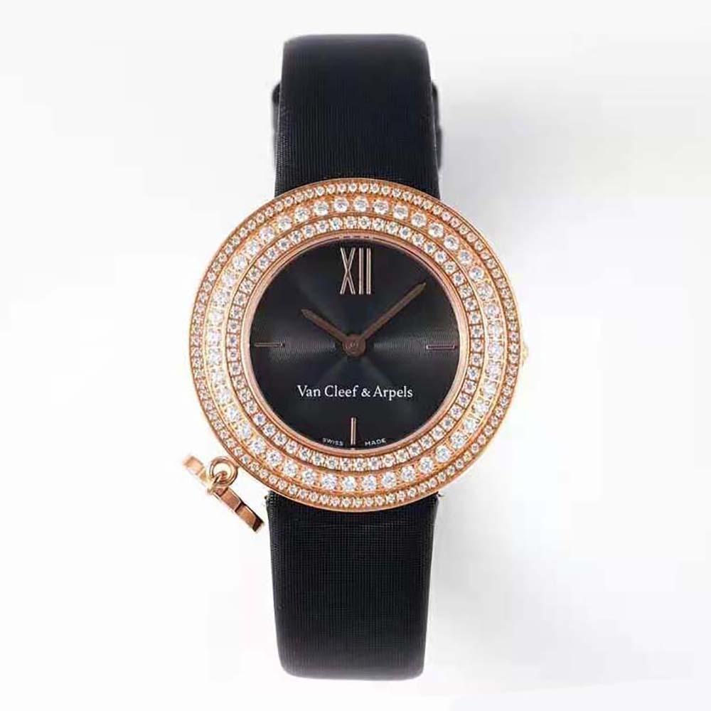 Van Cleef & Arpels Lady Charms Watch Quartz Movement 25 mm in Rose Gold and Diamond-Black (1)