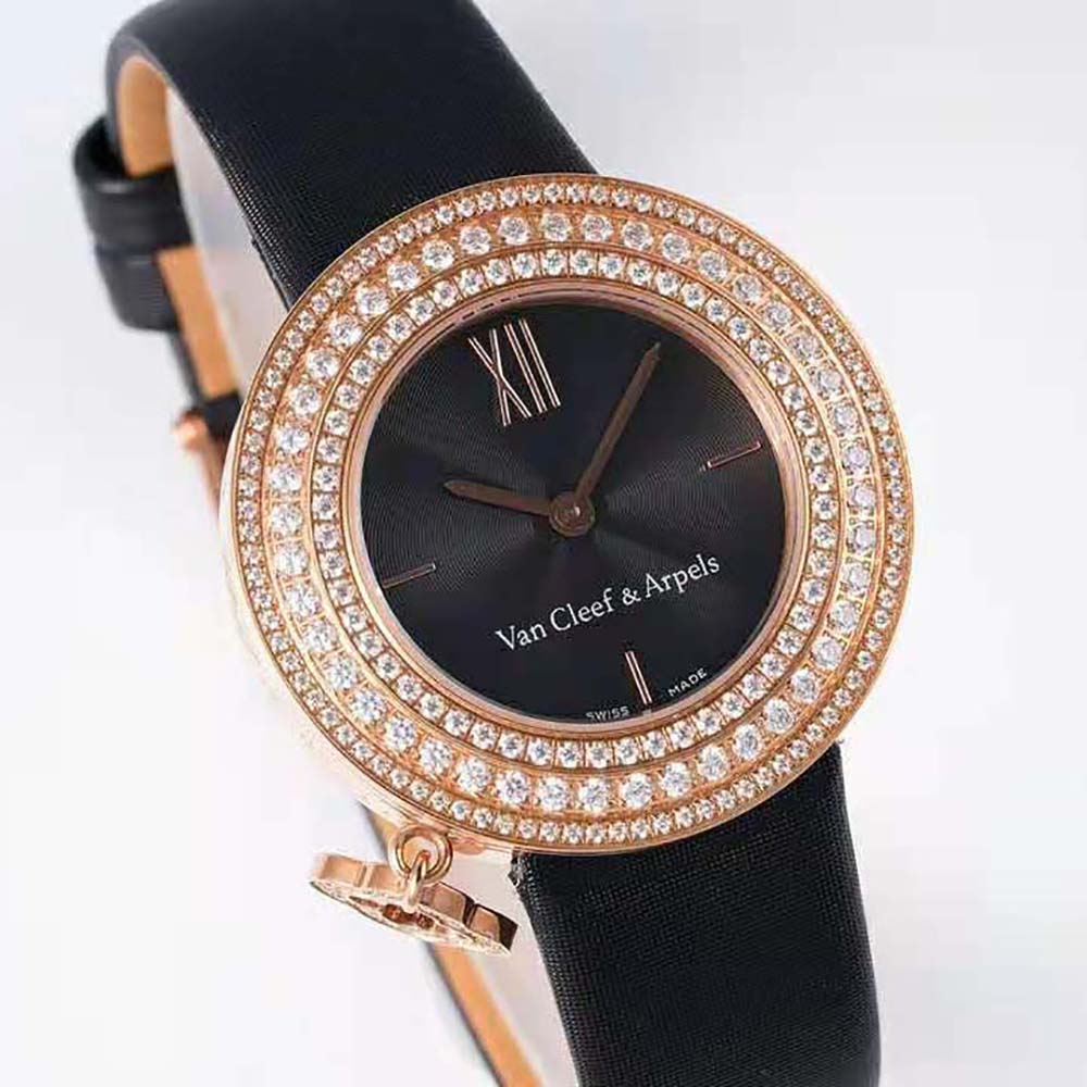 Van Cleef & Arpels Lady Charms Watch Quartz Movement 25 mm in Rose Gold and Diamond-Black (2)