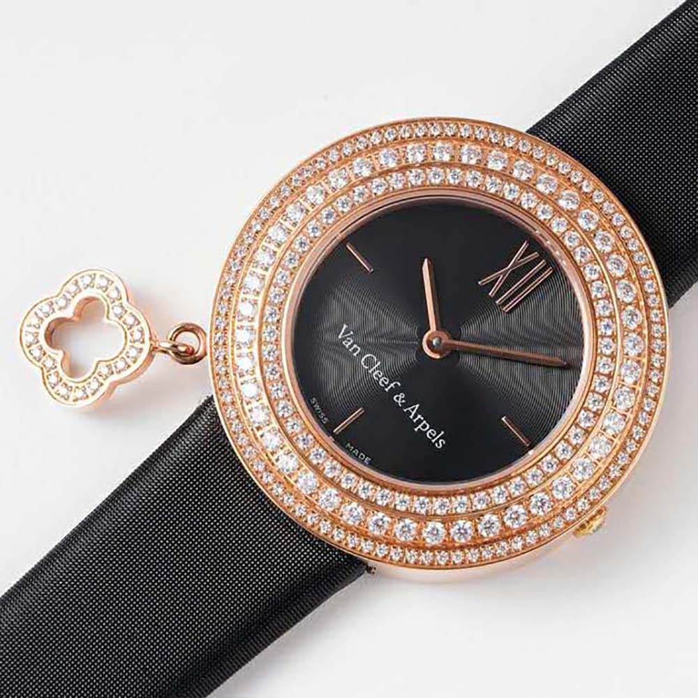 Van Cleef & Arpels Lady Charms Watch Quartz Movement 25 mm in Rose Gold and Diamond-Black (3)
