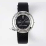 Van Cleef & Arpels Lady Charms Watch Quartz Movement 25 mm in White Gold-Black