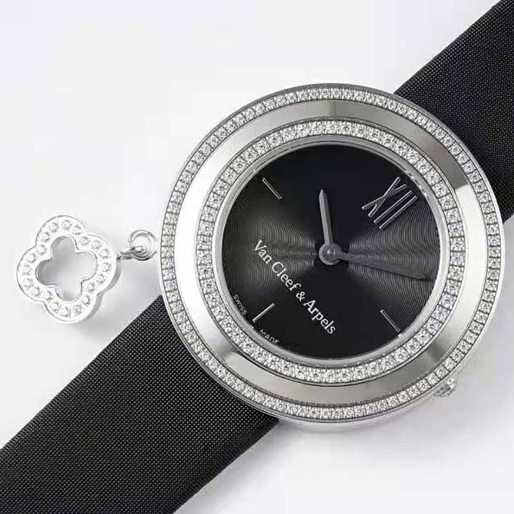 Van Cleef & Arpels Lady Charms Watch Quartz Movement 25 mm in White Gold-Black (2)