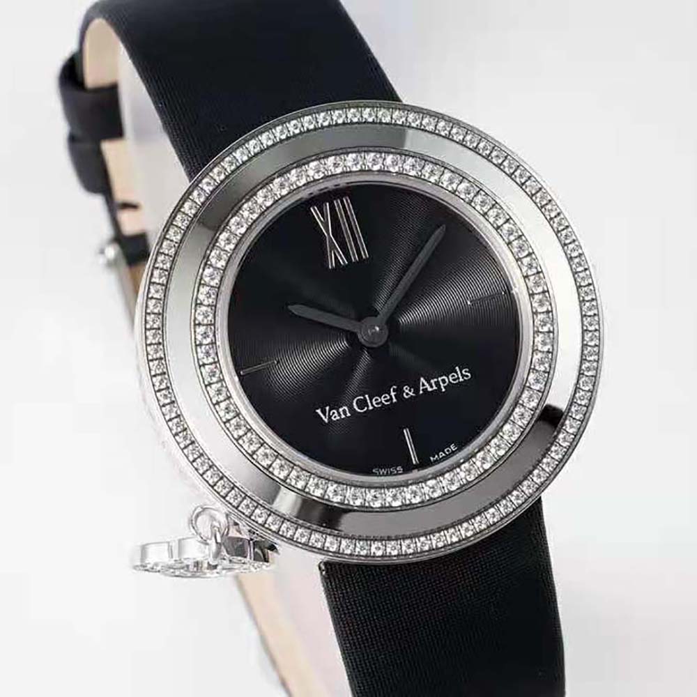 Van Cleef & Arpels Lady Charms Watch Quartz Movement 25 mm in White Gold-Black (3)