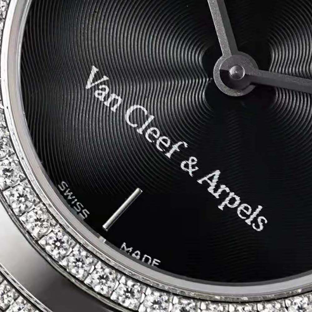 Van Cleef & Arpels Lady Charms Watch Quartz Movement 25 mm in White Gold-Black (6)