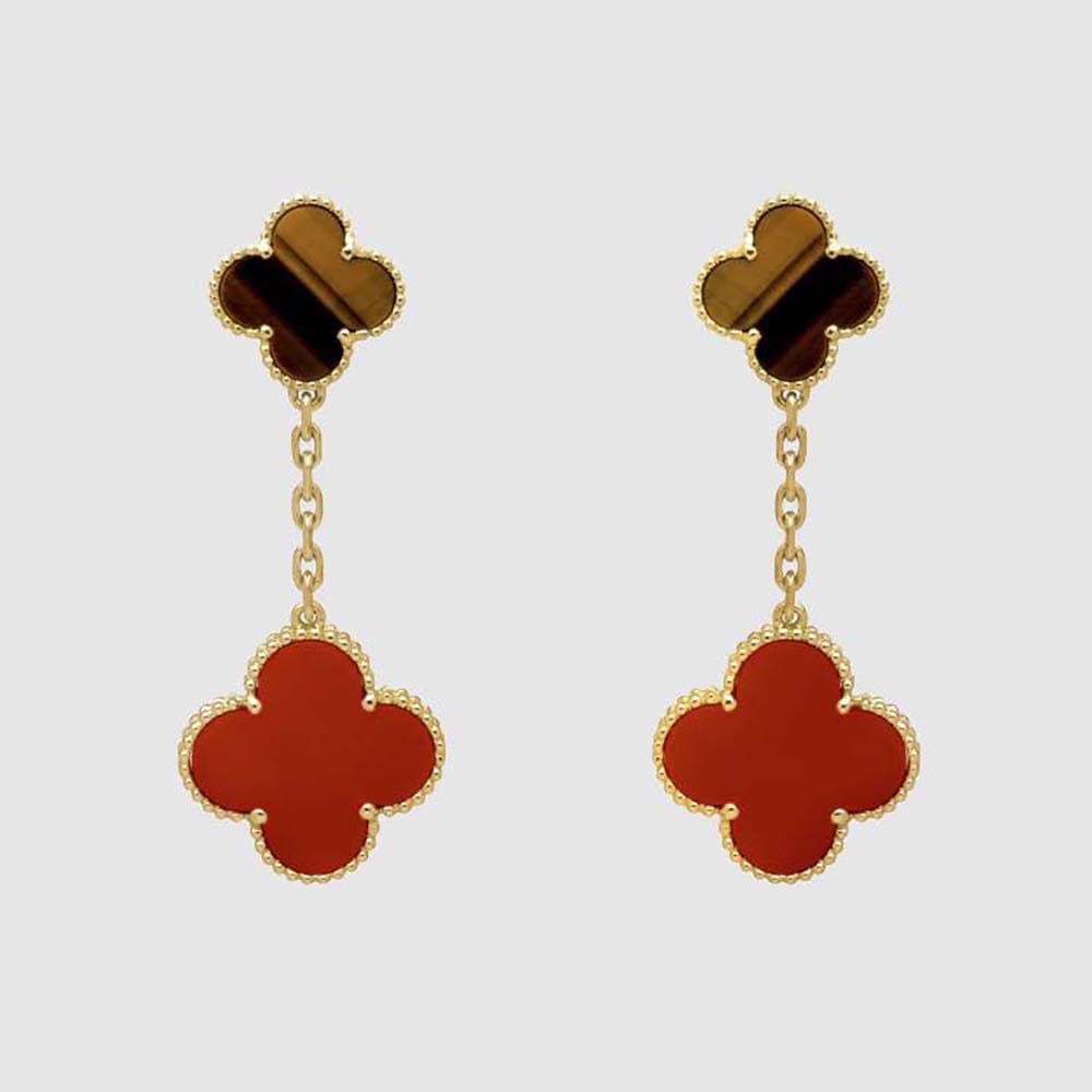 Van Cleef & Arpels Lady Magic Alhambra Earrings 2 Motifs in Yellow Gold-Red (1)