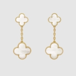 Van Cleef & Arpels Lady Magic Alhambra Earrings 2 Motifs in Yellow Gold-White