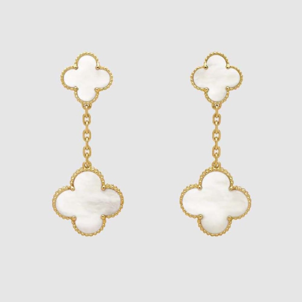Van Cleef & Arpels Lady Magic Alhambra Earrings 2 Motifs in Yellow Gold-White (1)