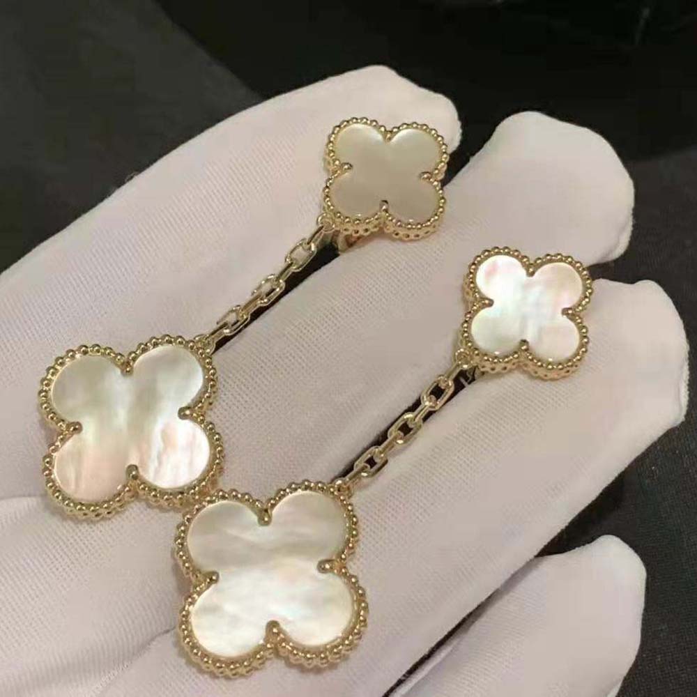 Van Cleef & Arpels Lady Magic Alhambra Earrings 2 Motifs in Yellow Gold-White (3)