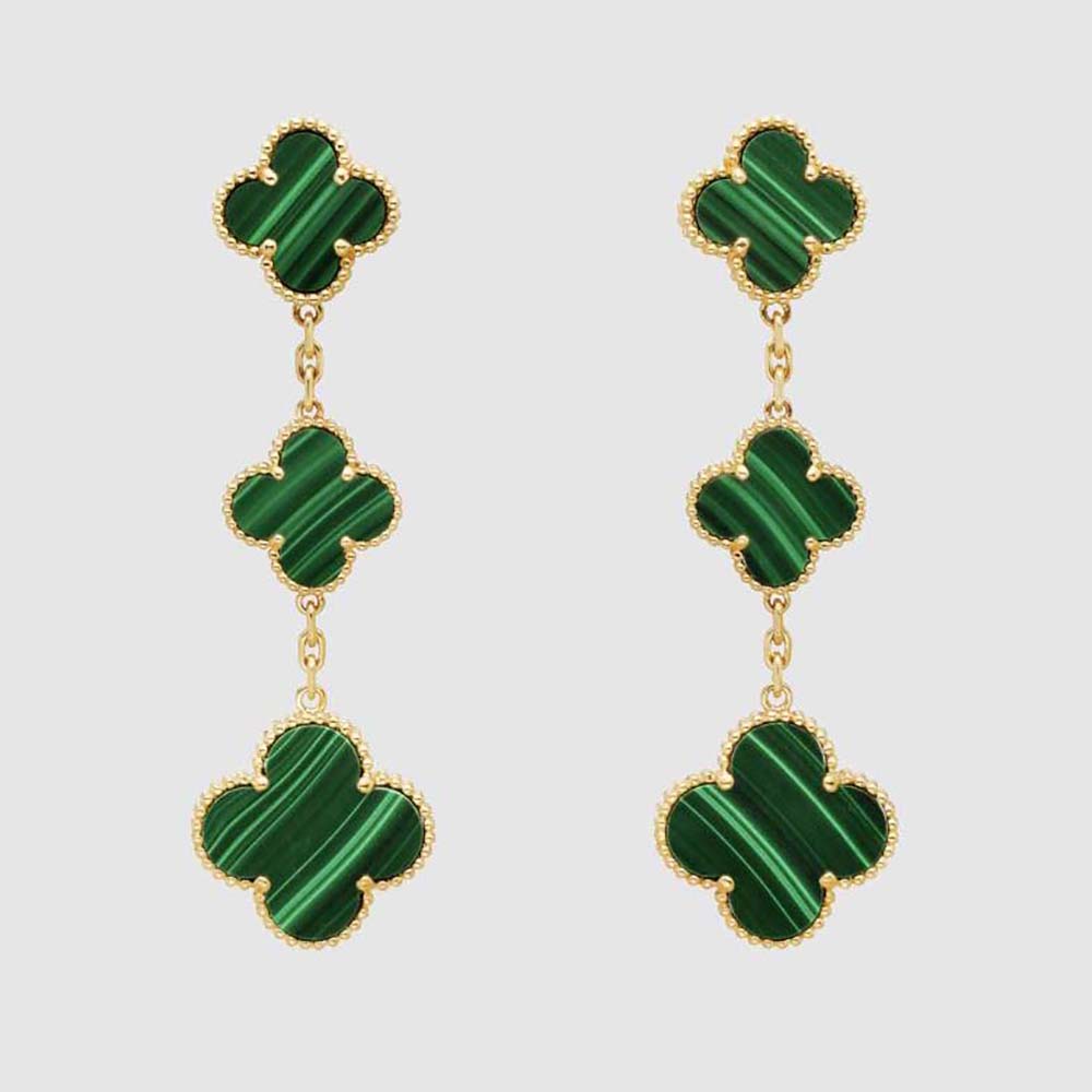 Van Cleef & Arpels Lady Magic Alhambra Earrings 3 Motifs-Green