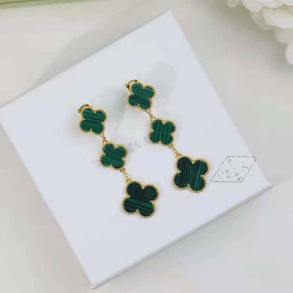 Van Cleef & Arpels Lady Magic Alhambra Earrings 3 Motifs-Green (2)