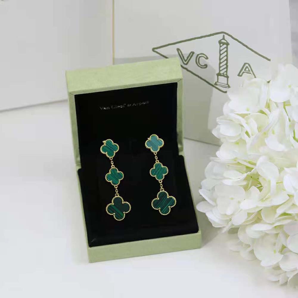 Van Cleef & Arpels Lady Magic Alhambra Earrings 3 Motifs-Green (4)