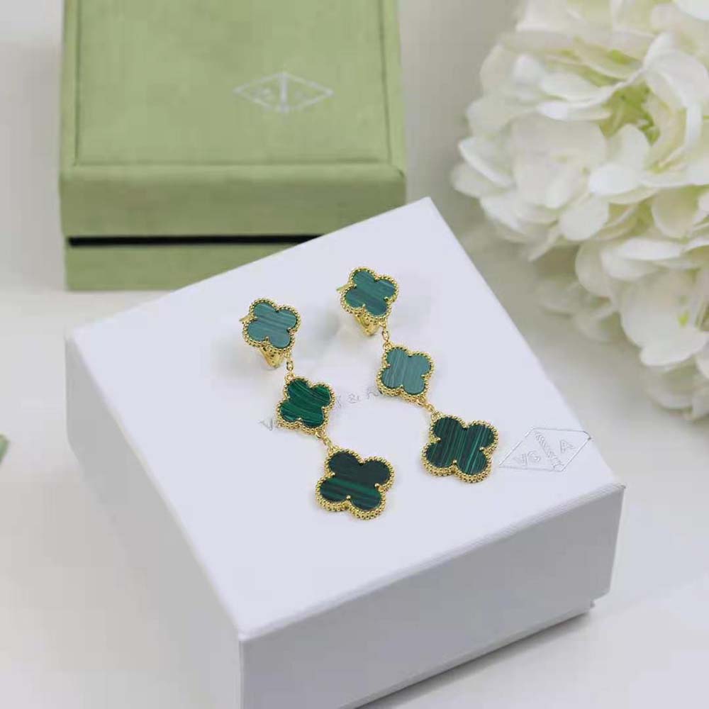 Van Cleef & Arpels Lady Magic Alhambra Earrings 3 Motifs-Green (5)