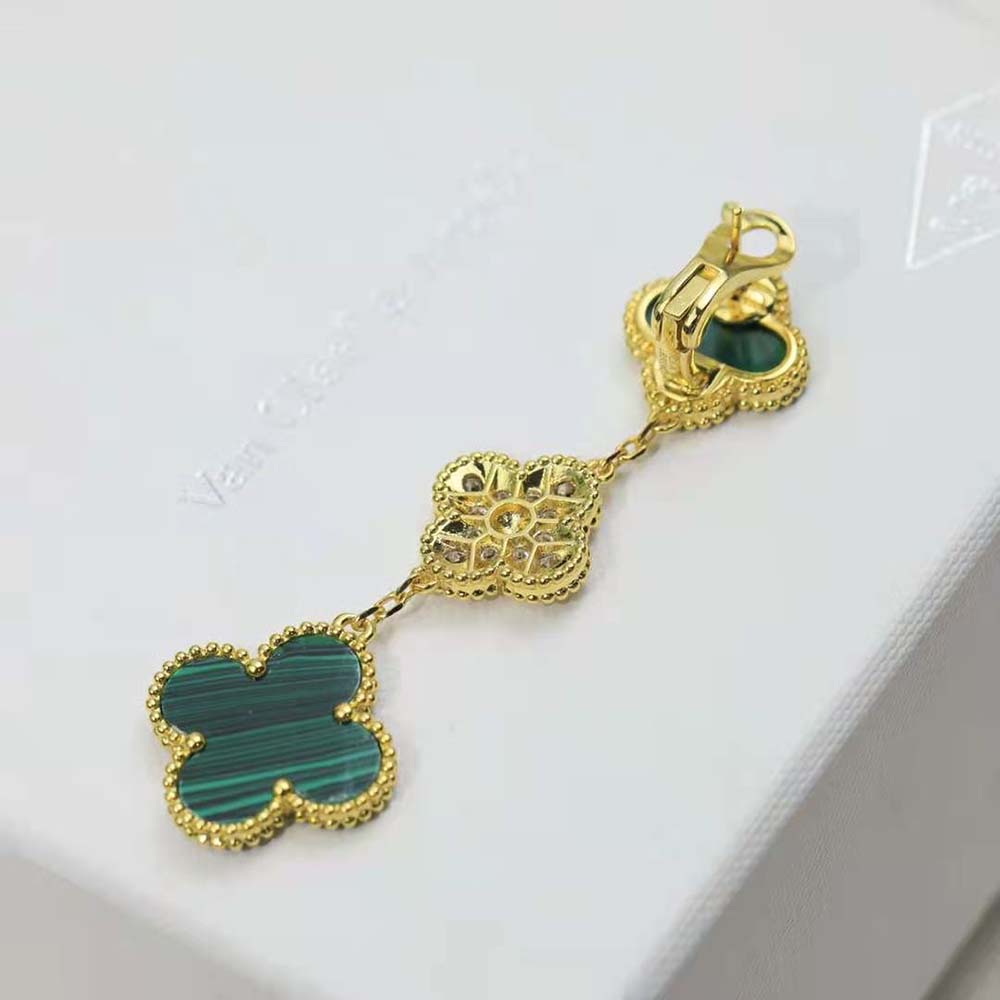 Van Cleef & Arpels Lady Magic Alhambra Earrings 3 Motifs in Yellow Gold-Green (6)