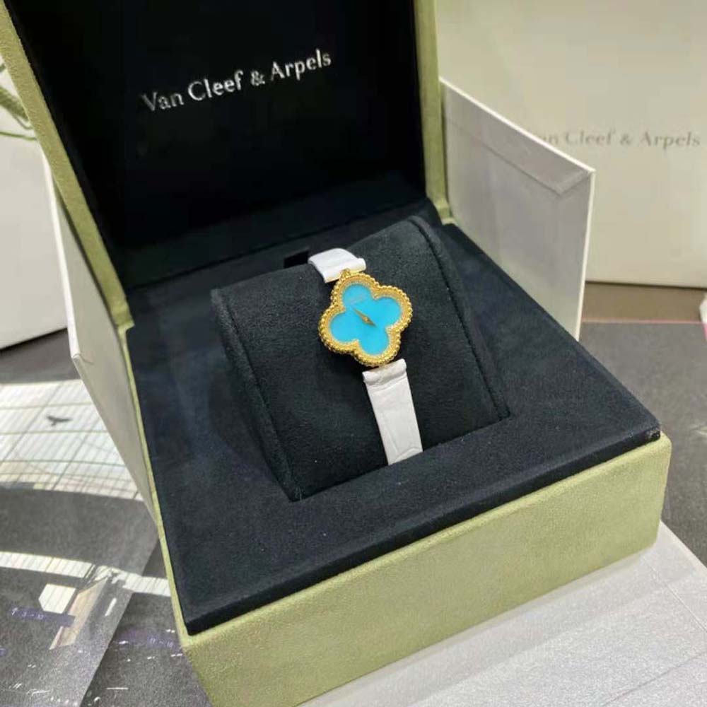 Van Cleef & Arpels Lady Sweet Alhambra Watch 23 mm in 18K Yellow Gold -Blue (3)