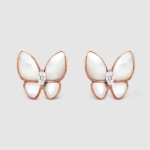 Van Cleef & Arpels Lady Two Butterfly Earrings-White