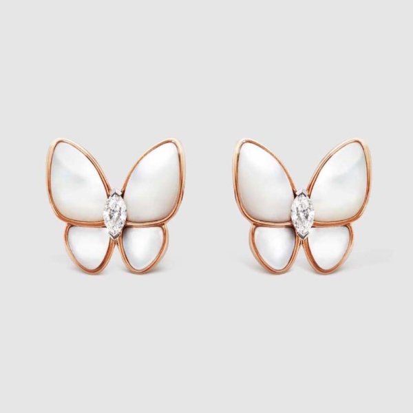 Van Cleef & Arpels Lady Two Butterfly Earrings-White (1)