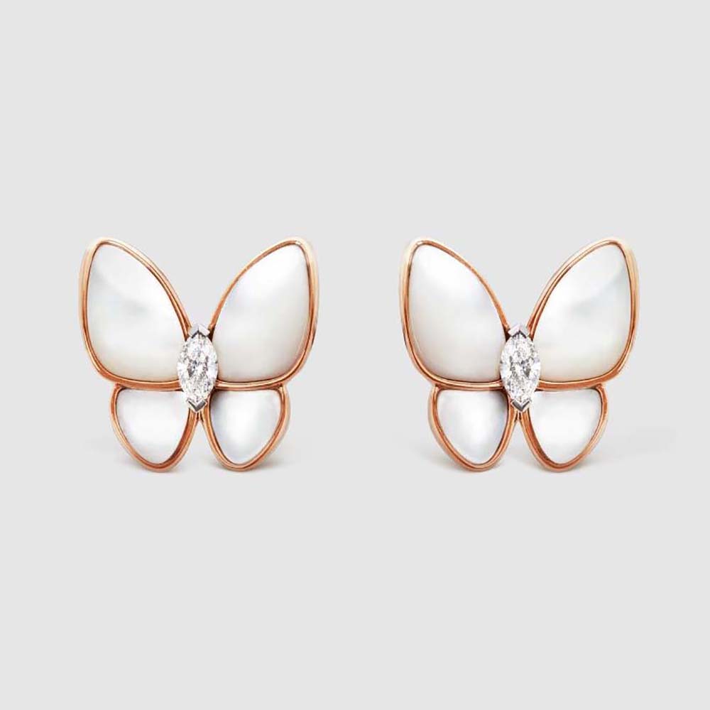 Van Cleef & Arpels Lady Two Butterfly Earrings-White (1)