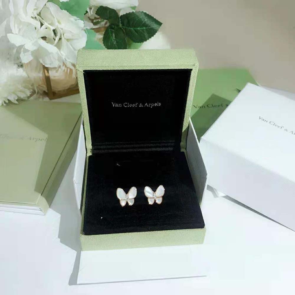 Van Cleef & Arpels Lady Two Butterfly Earrings-White (5)