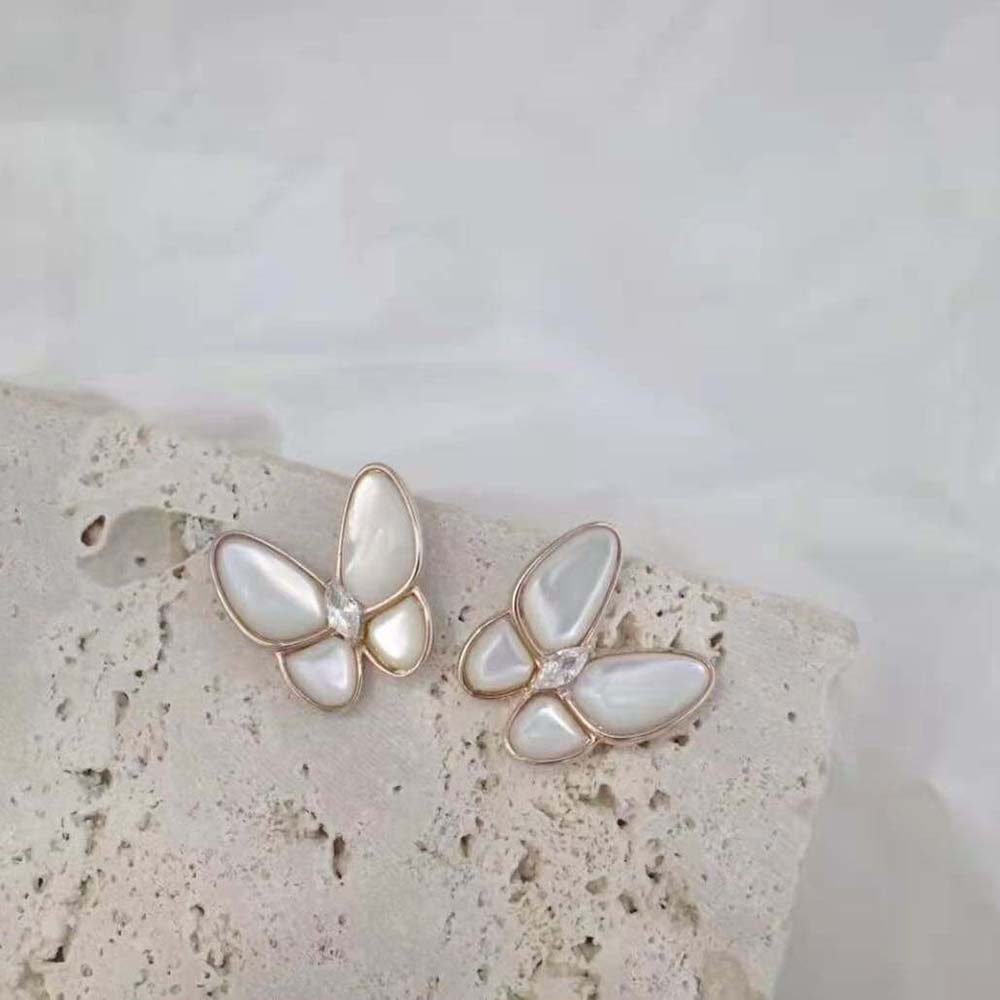 Van Cleef & Arpels Lady Two Butterfly Earrings-White (8)