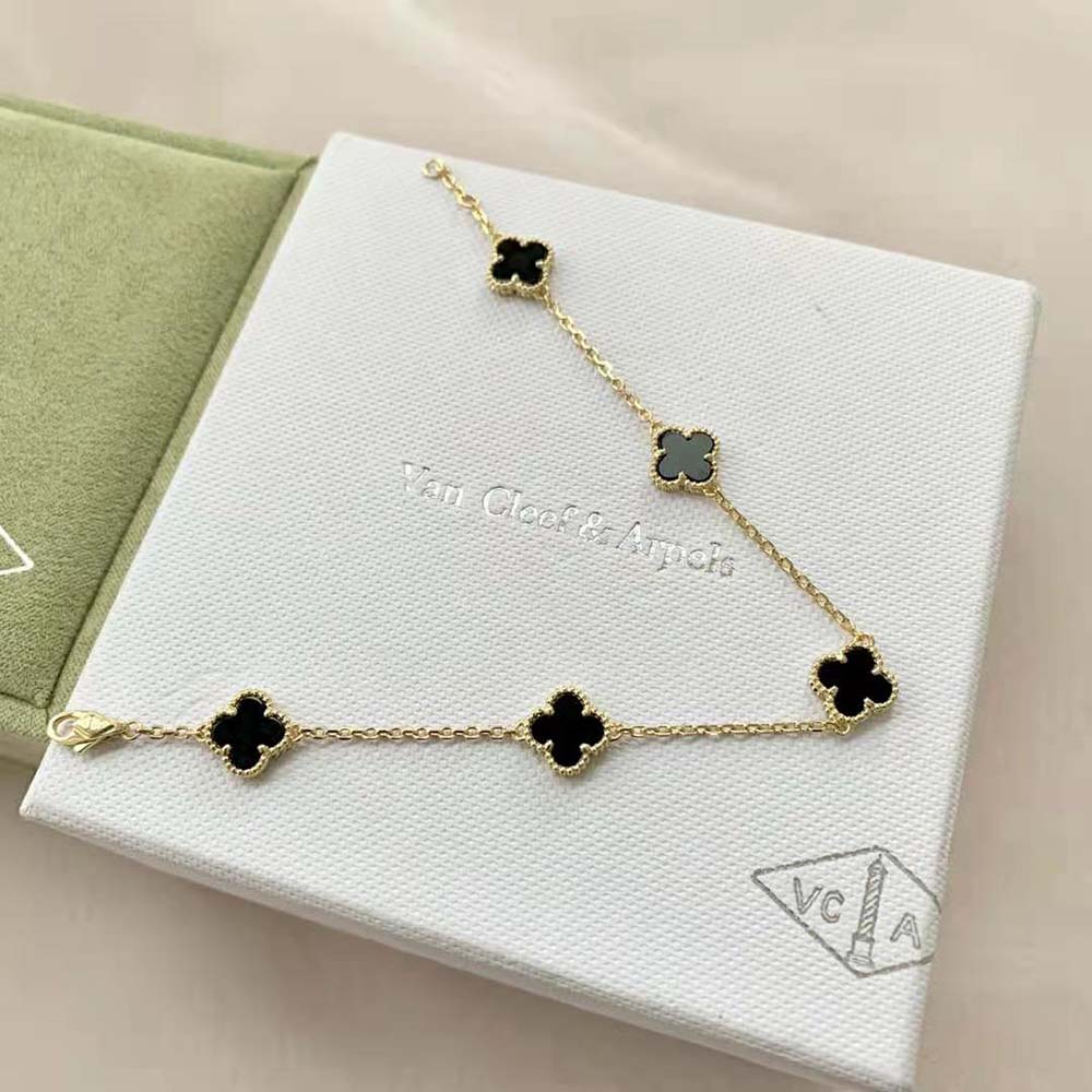 Van Cleef & Arpels Lady Vintage Alhambra Bracelet 5 Motifs-Black (3)