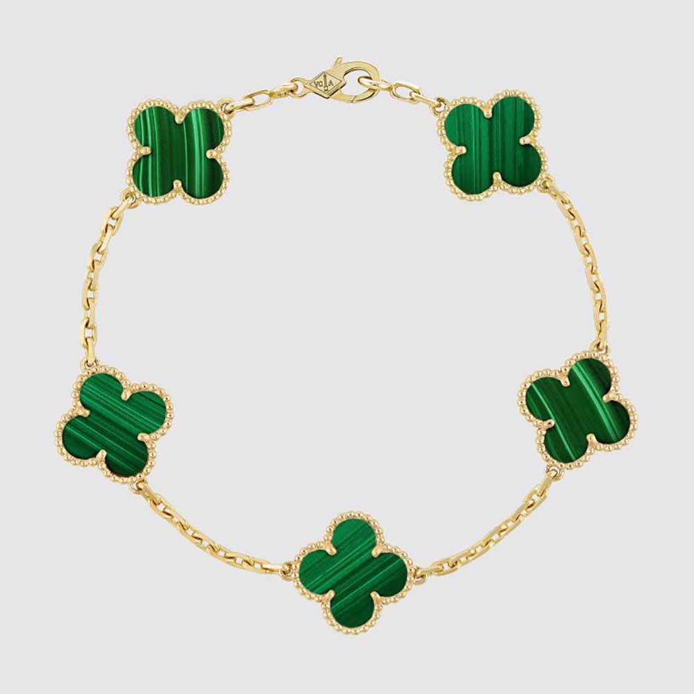 Van Cleef & Arpels Lady Vintage Alhambra Bracelet 5 Motifs-Green (1)