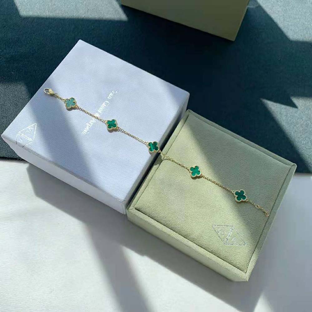 Van Cleef & Arpels Lady Vintage Alhambra Bracelet 5 Motifs-Green (4)