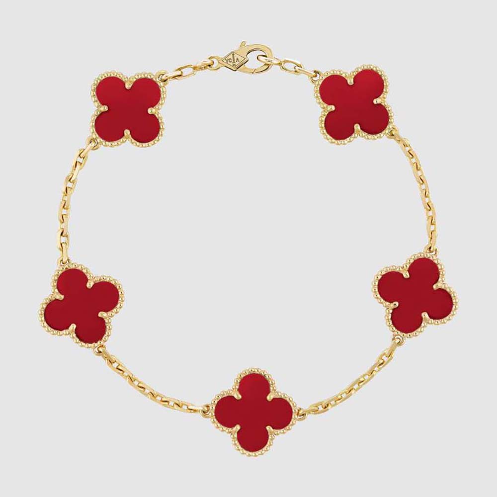Van Cleef & Arpels Lady Vintage Alhambra Bracelet 5 Motifs-Red