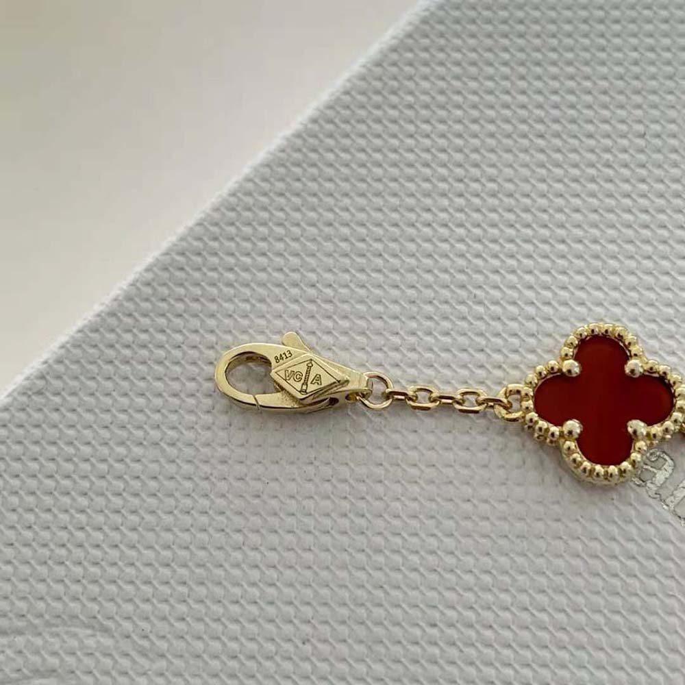 Van Cleef & Arpels Lady Vintage Alhambra Bracelet 5 Motifs-Red (5)